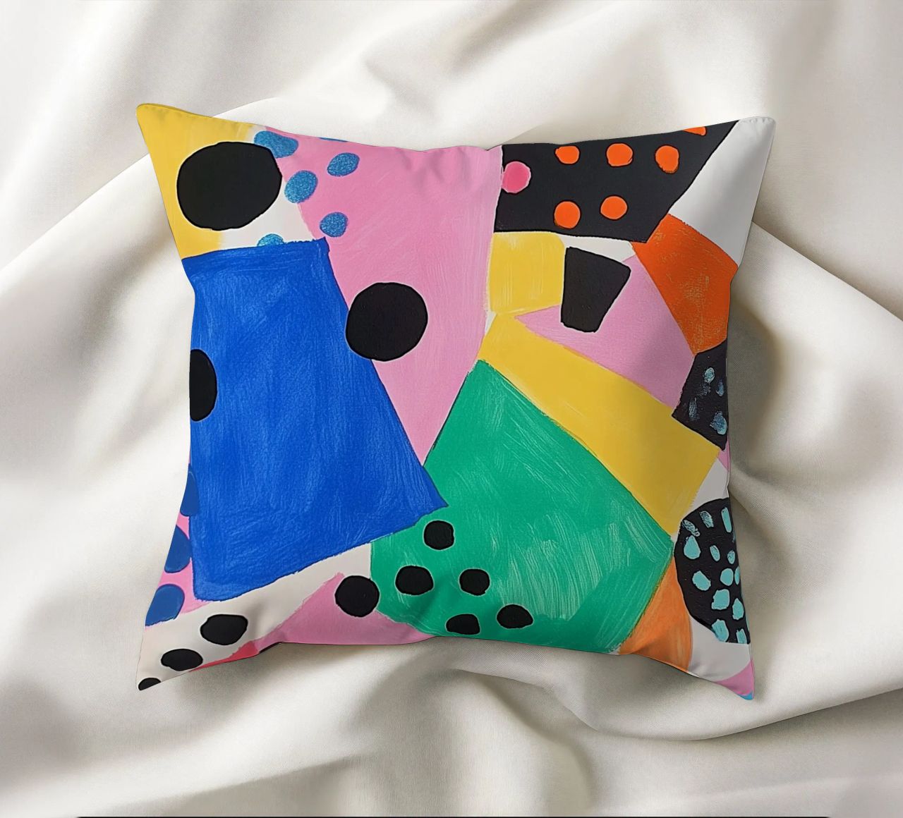 Colourful colour fields with dots decorative cushion by Carinaprint