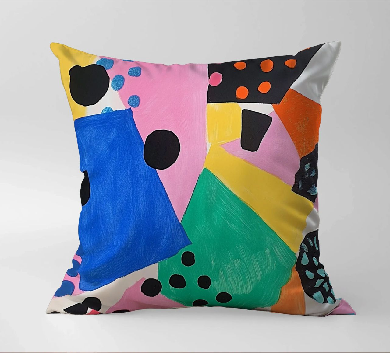 Colourful colour fields with dots decorative cushion by Carinaprint
