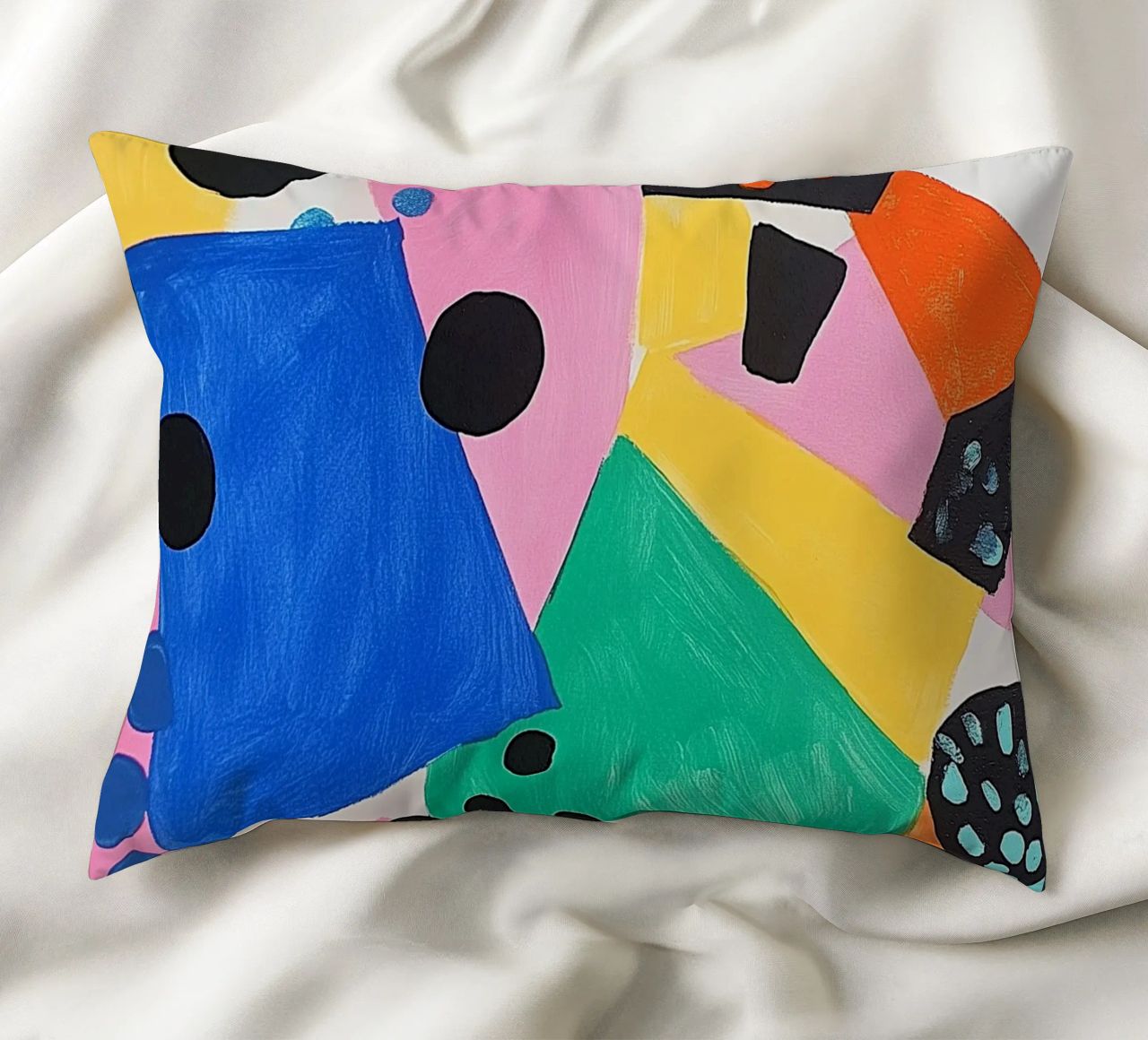 Colourful colour fields with dots decorative cushion by Carinaprint