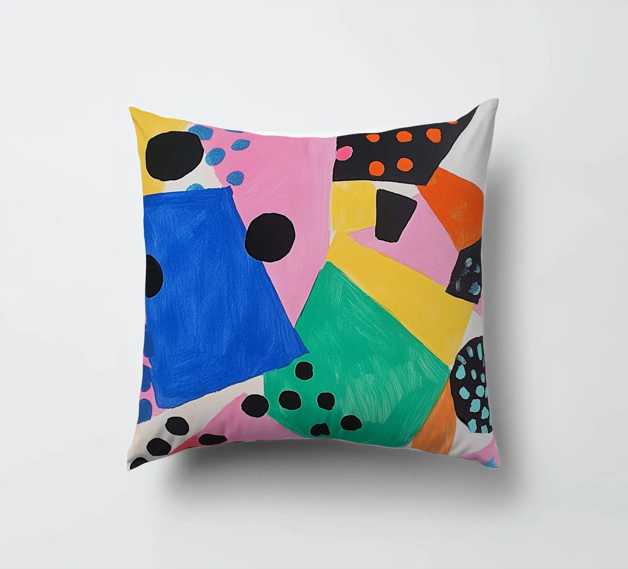 Colourful colour fields with dots decorative cushion by Carinaprint
