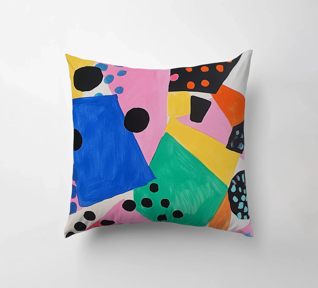 Colourful colour fields with dots decorative cushion by Carinaprint