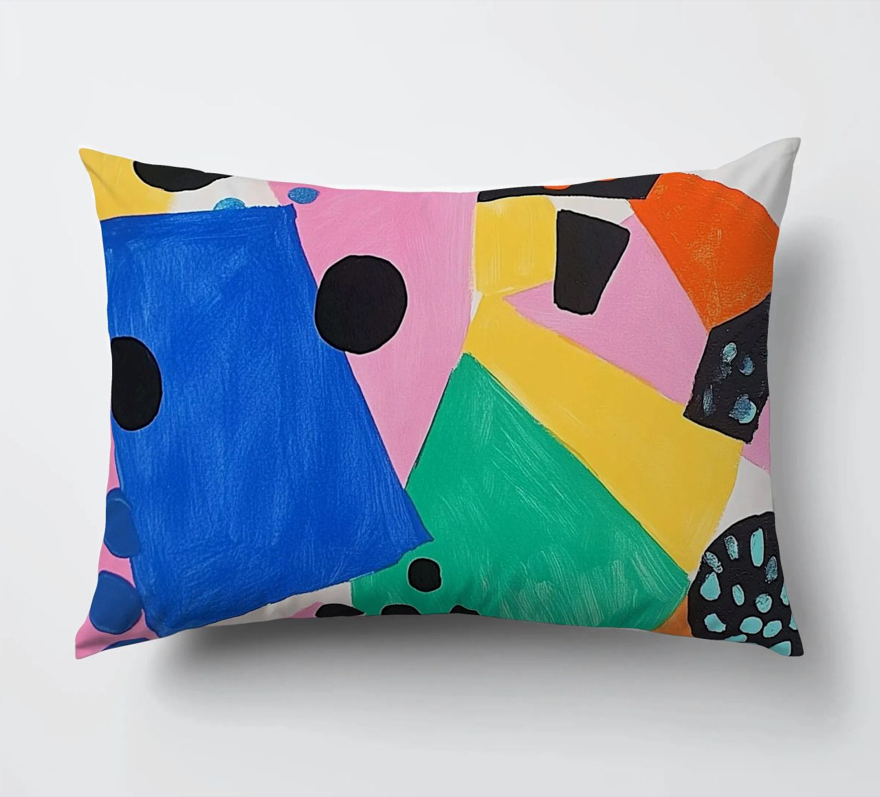 Colourful colour fields with dots decorative cushion by Carinaprint
