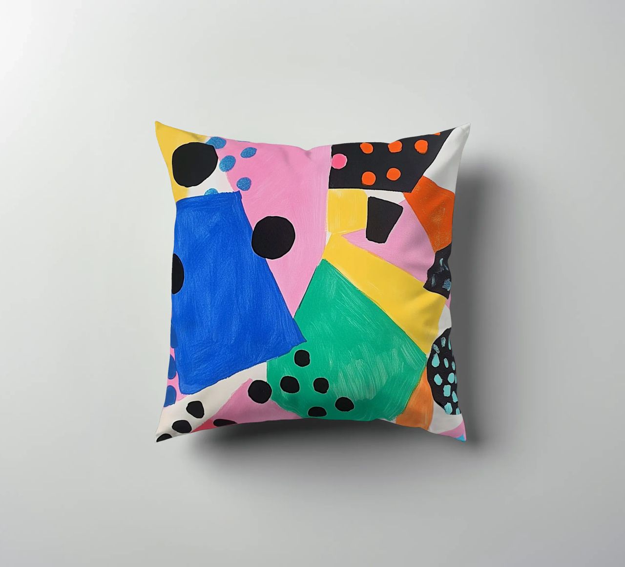 Colourful colour fields with dots decorative cushion by Carinaprint