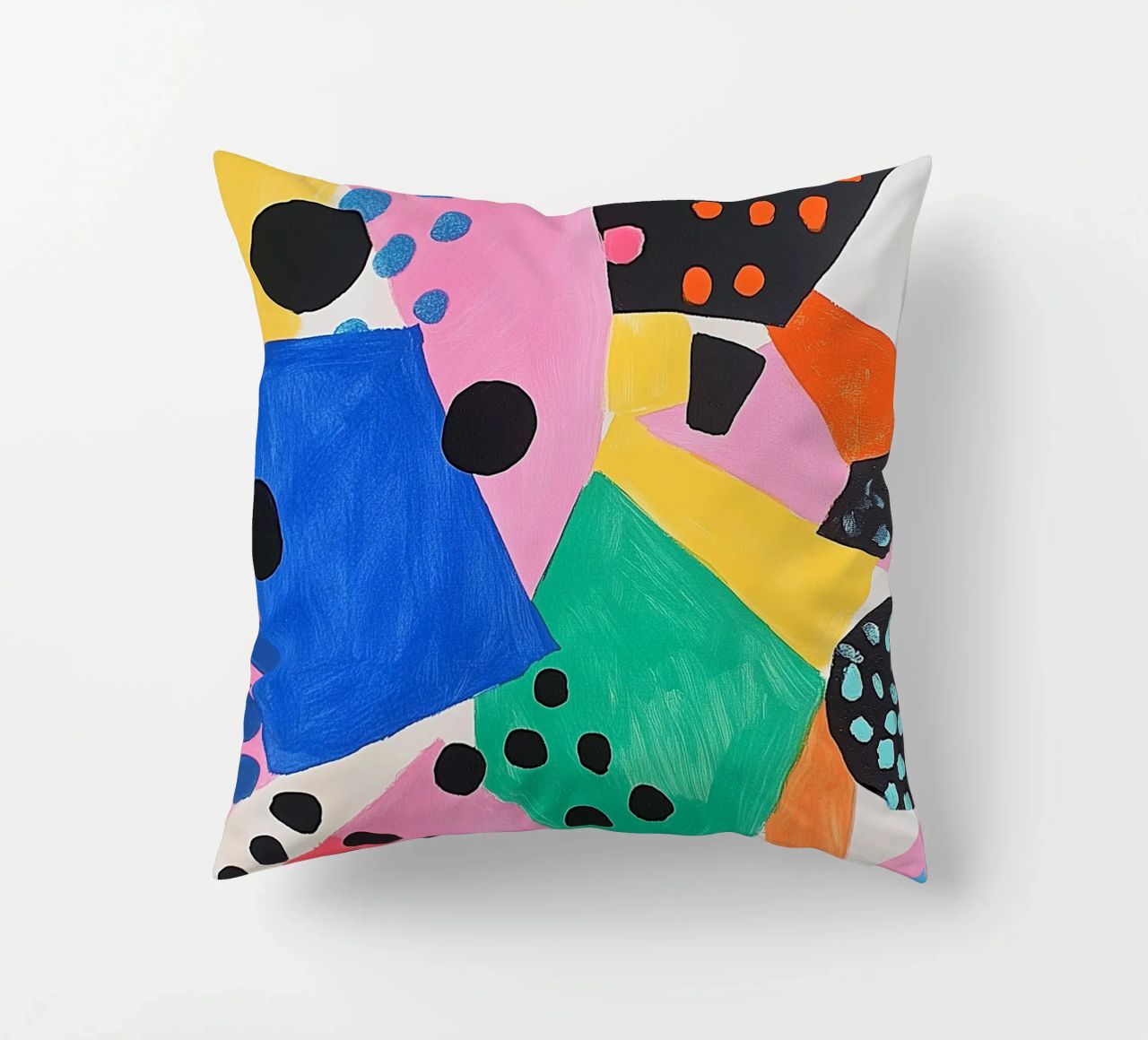 Colourful colour fields with dots decorative cushion by Carinaprint