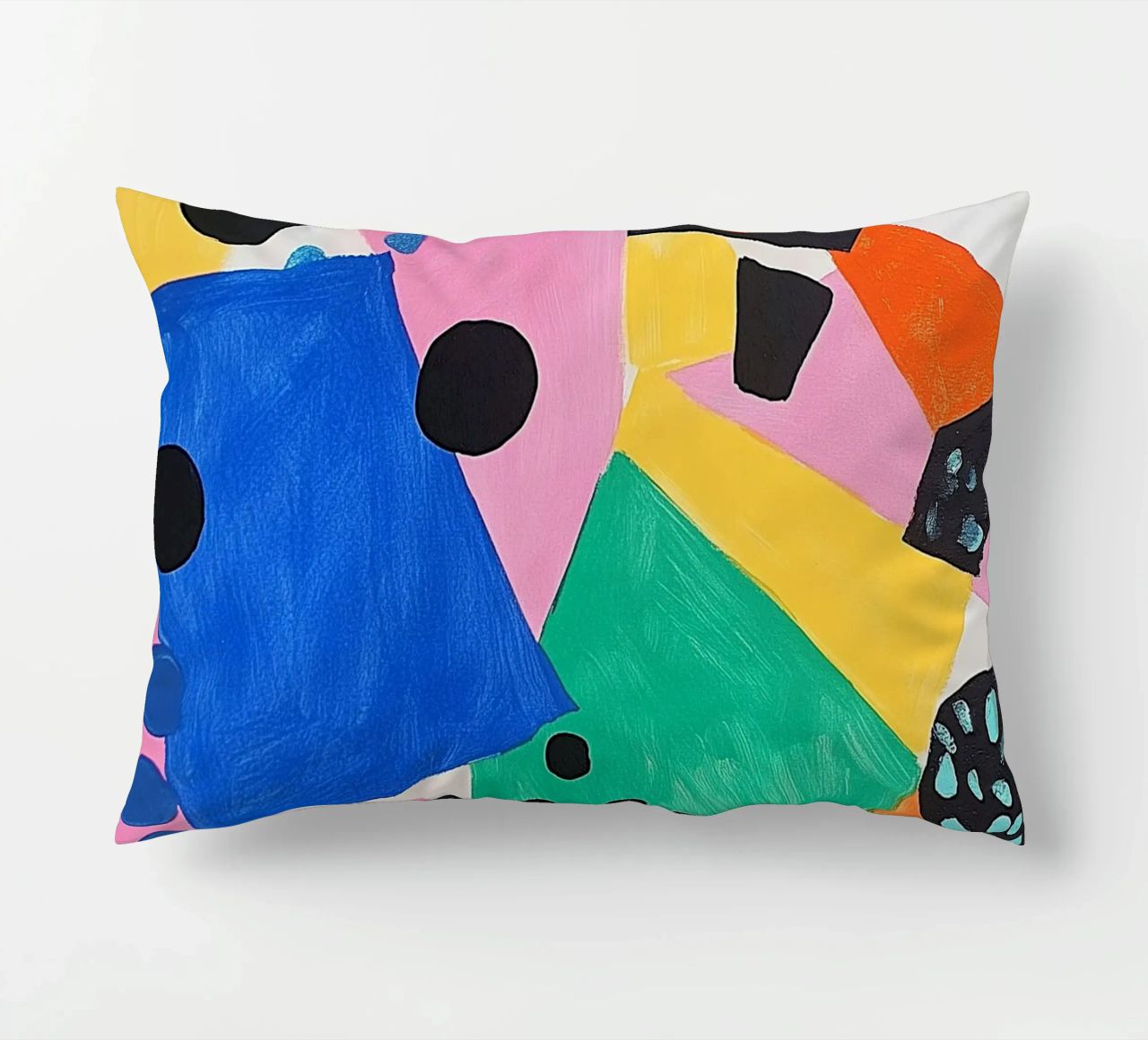 Colourful colour fields with dots decorative cushion by Carinaprint