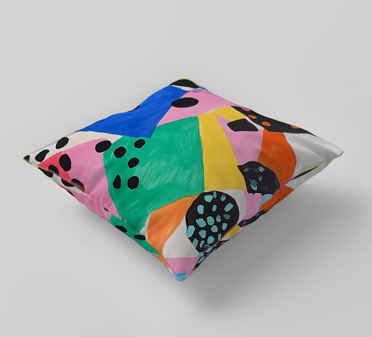 Colourful colour fields with dots decorative cushion by Carinaprint