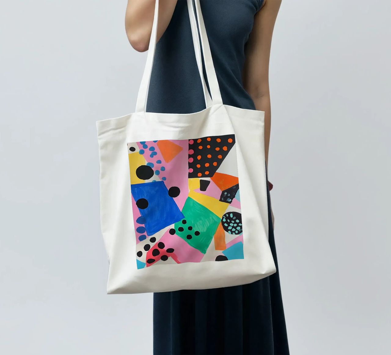 Colourful colour fields with dots tote bag by Carinaprint