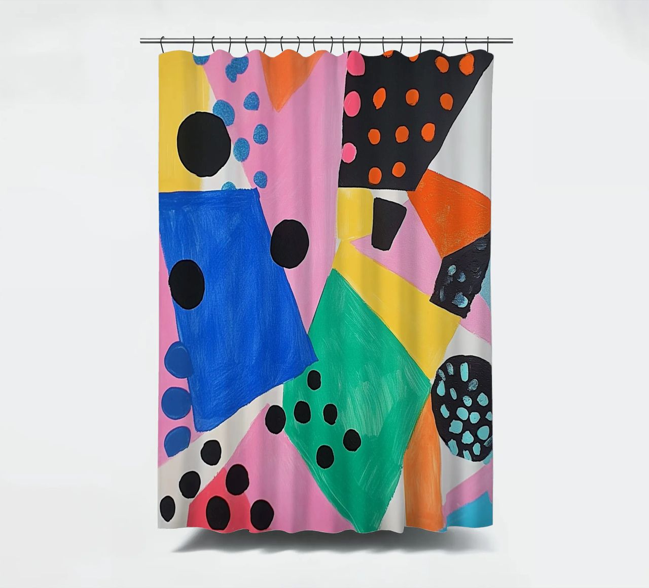Colourful colour fields with dots shower curtain by Carinaprint