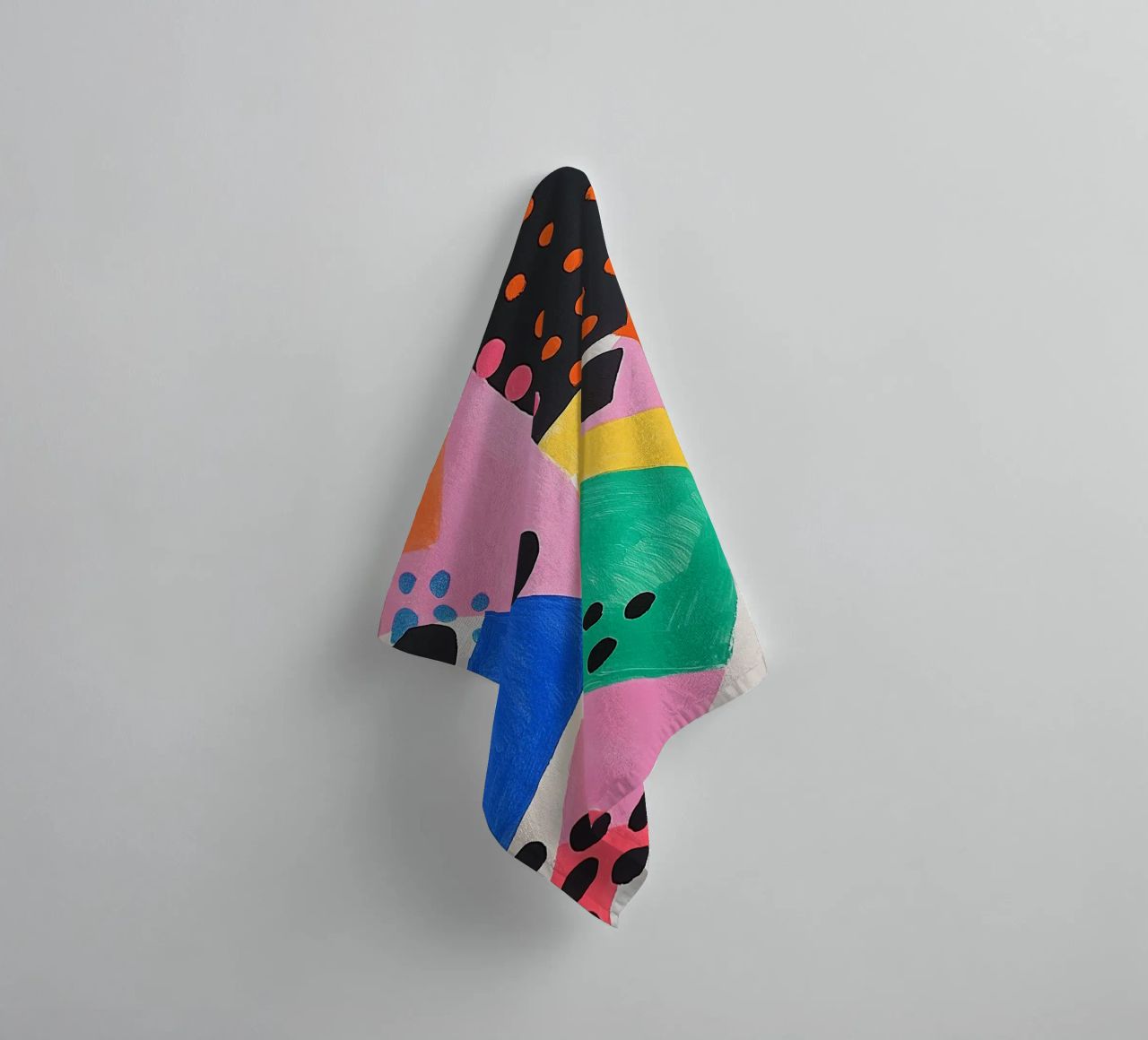 Colourful colour fields with dots towel by Carinaprint