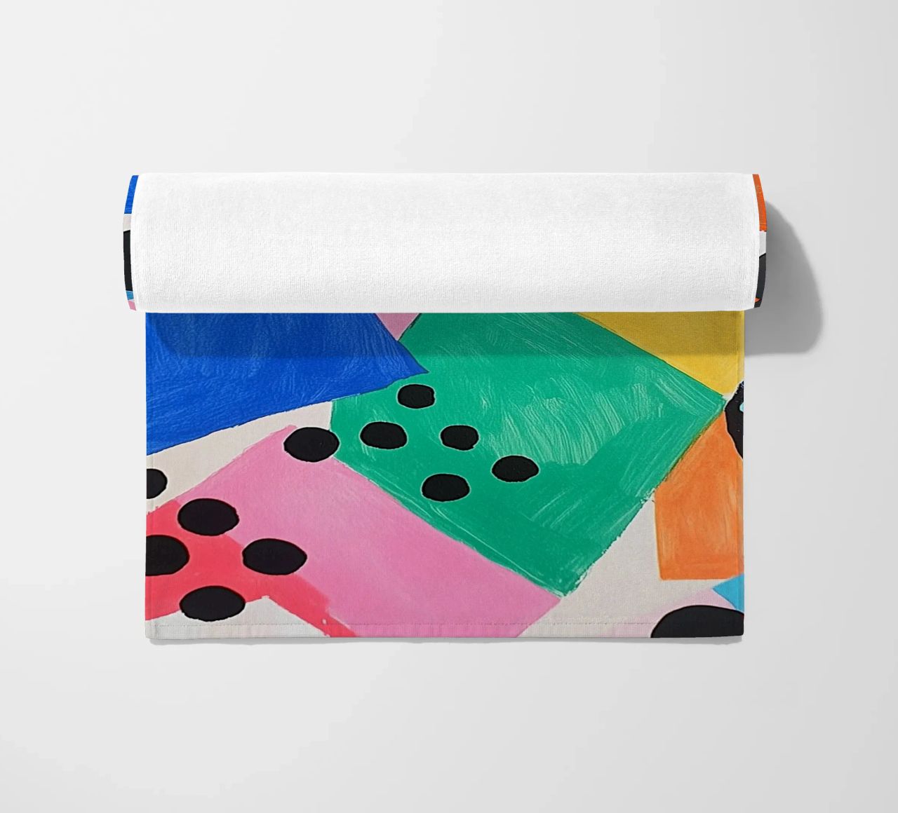 Colourful colour fields with dots beach towel by Carinaprint