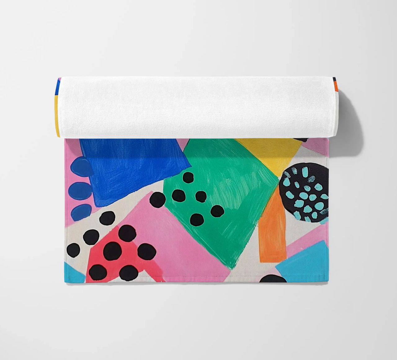 Colourful colour fields with dots beach towel by Carinaprint