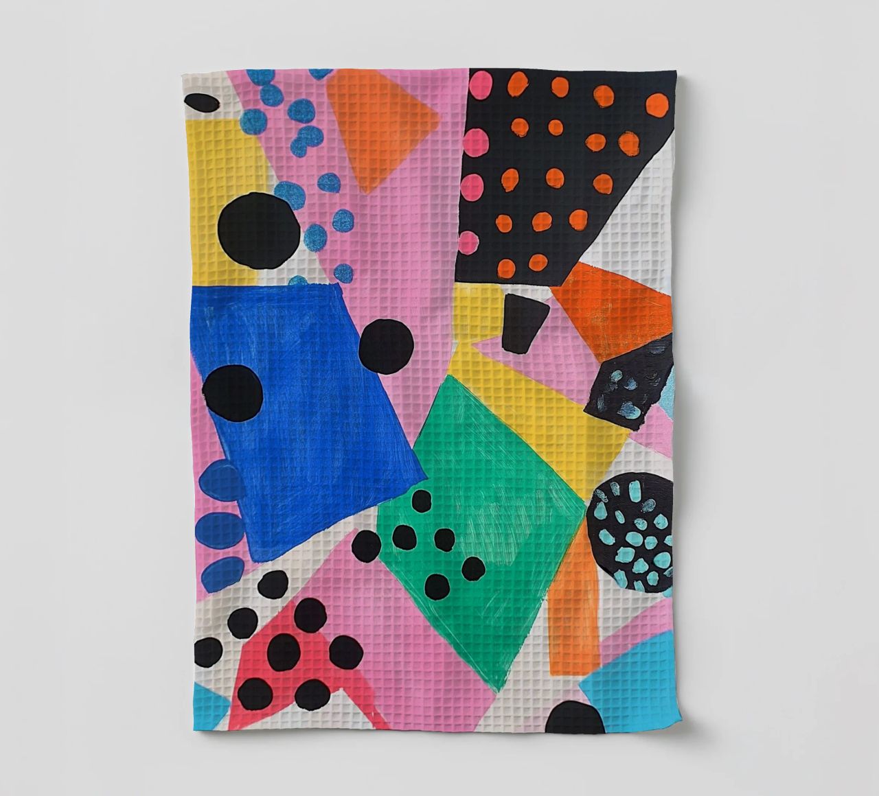 Colourful colour fields with dots tea towel by Carinaprint