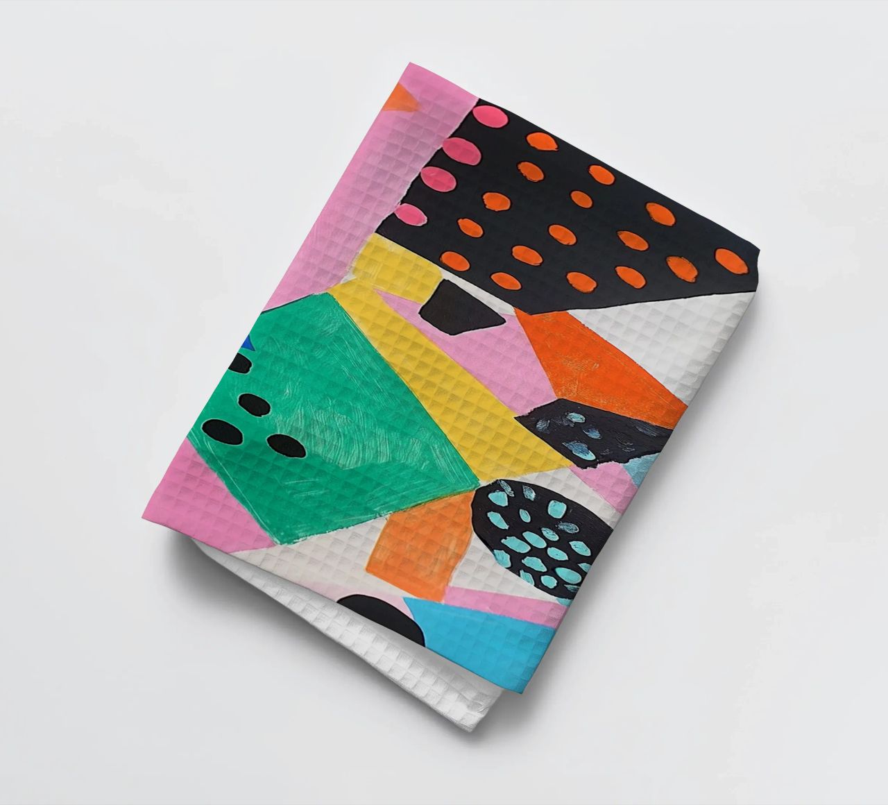 Colourful colour fields with dots tea towel by Carinaprint