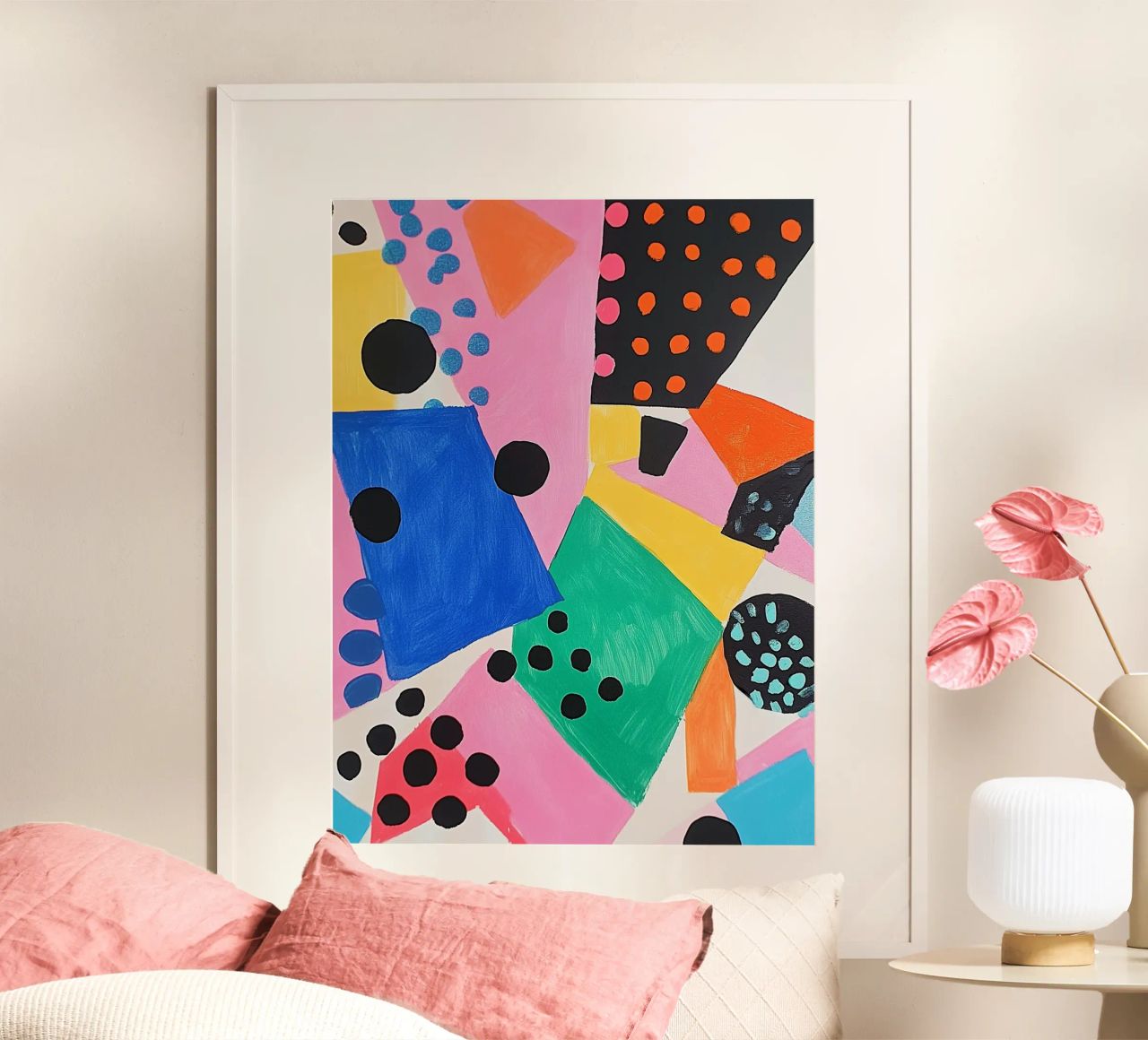 Colourful colour fields with dots poster by Carinaprint