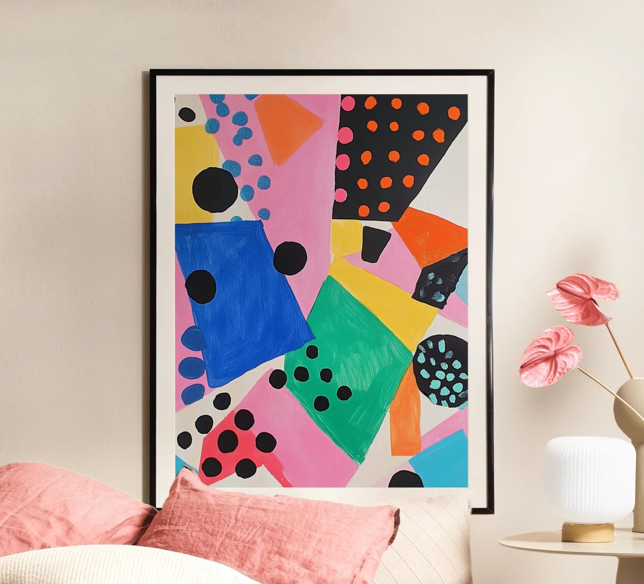 Colourful colour fields with dots poster by Carinaprint