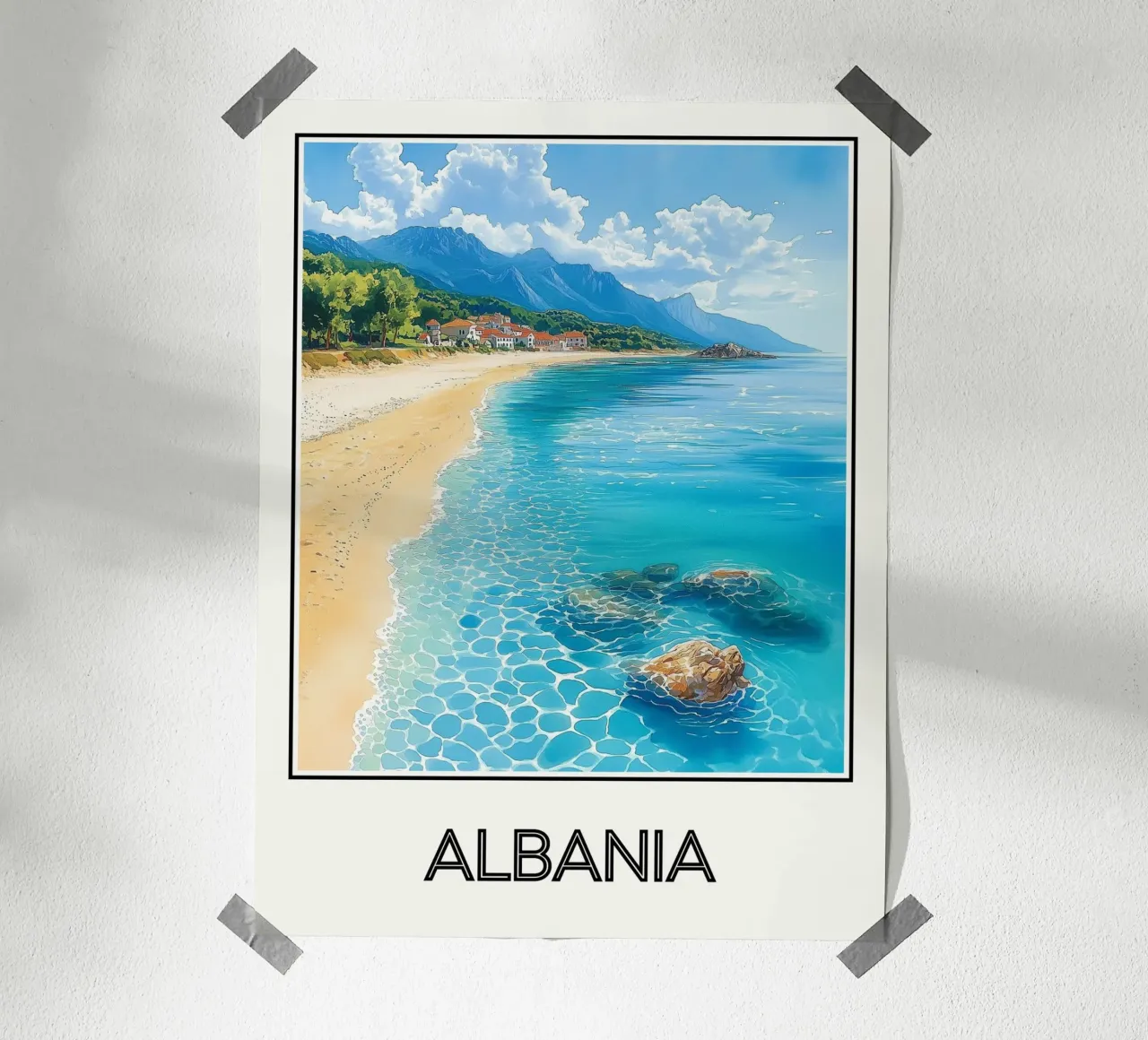 Albania poster con telaio in legno da Frame the World