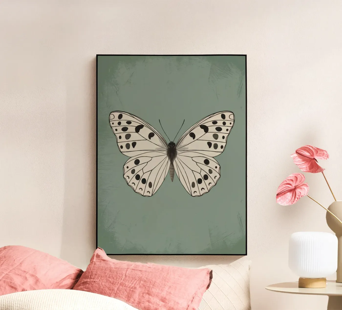 Farfalla su sfondo verde plexiglass da logic