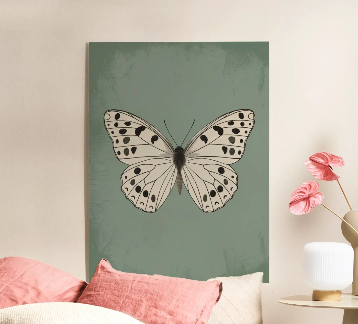 Farfalla su sfondo verde plexiglass da logic