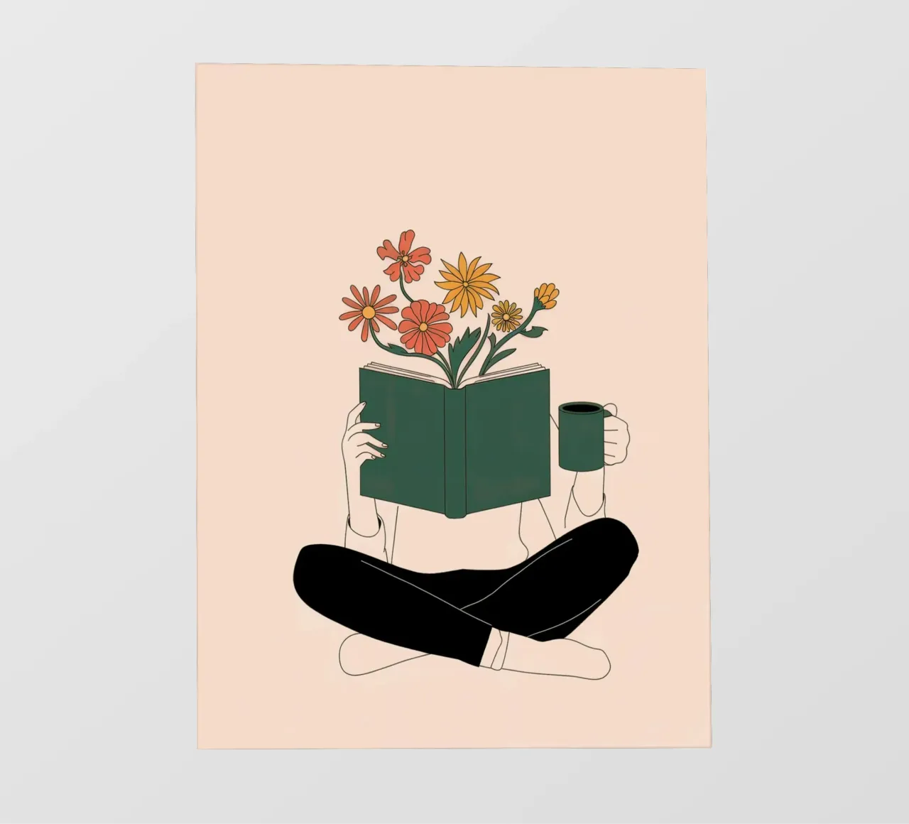 Ilustración de una mujer leyendo un libro lámina retroiluminada de logic