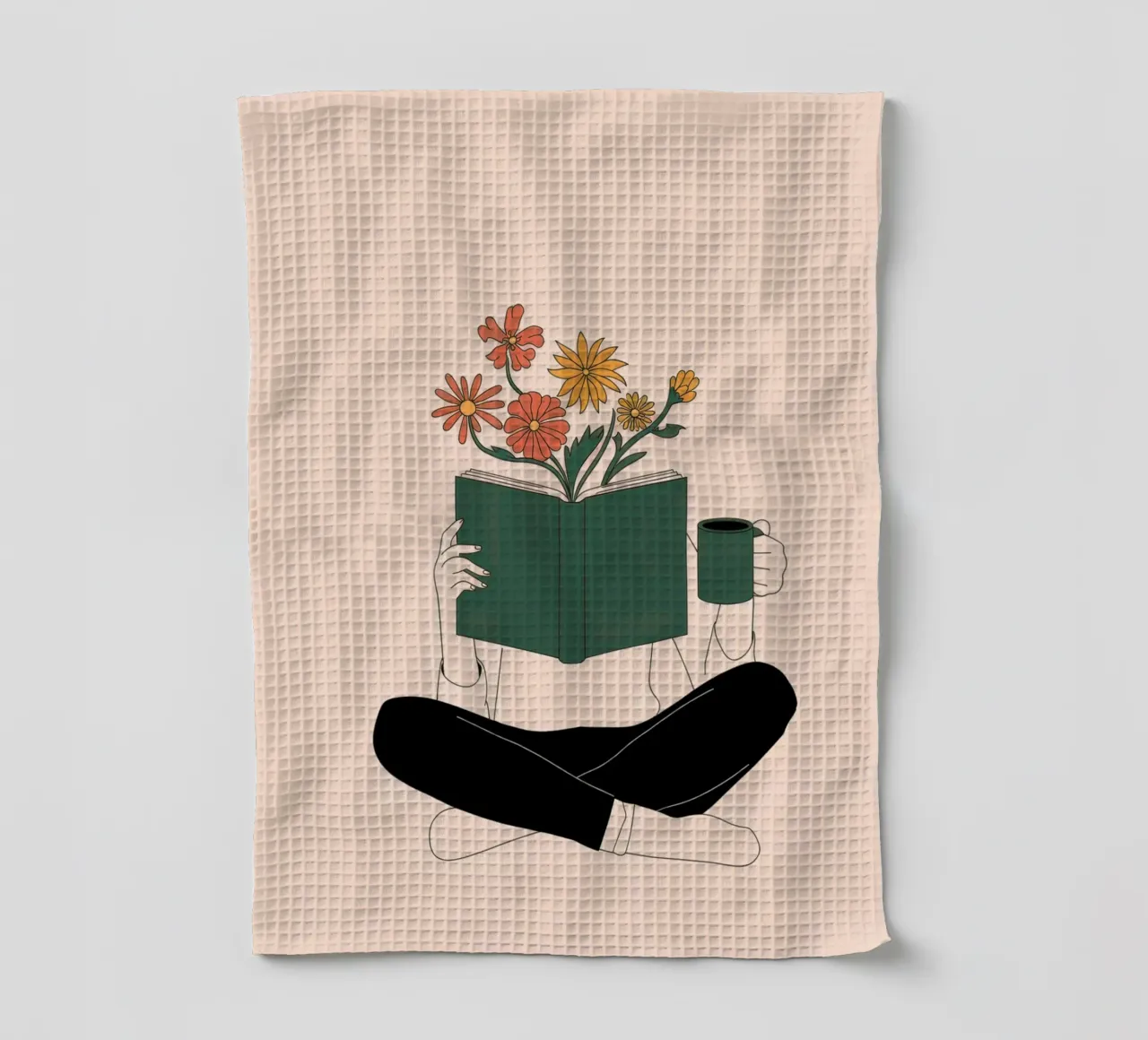 Illustration d'une femme lisant un livre torchon de logic