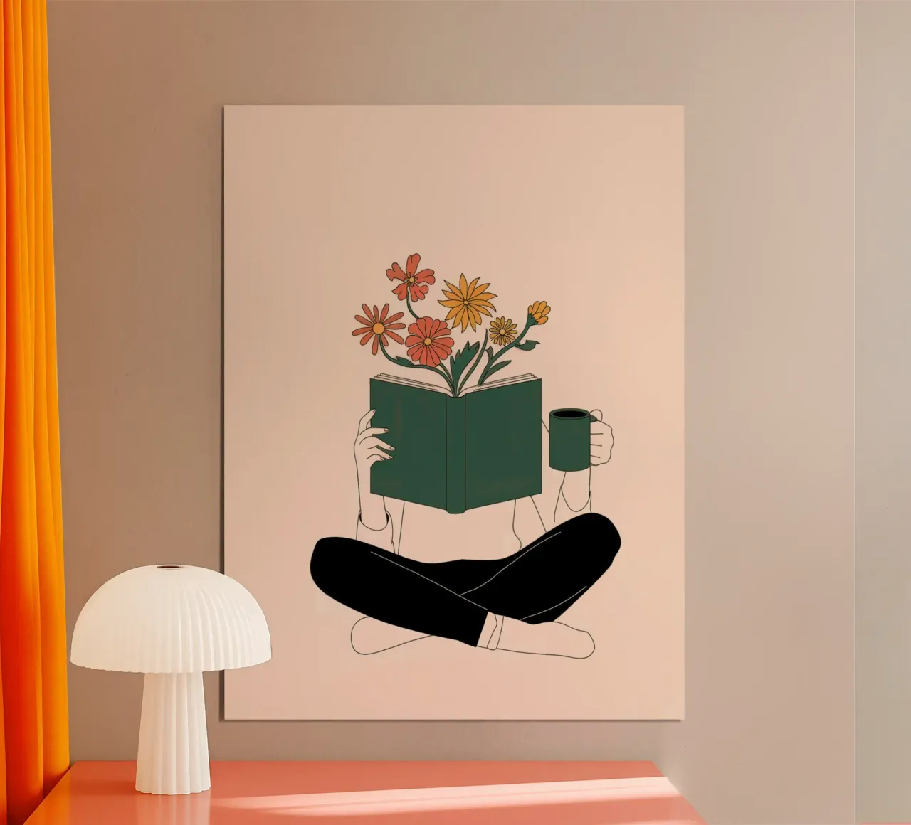 Ilustración de una mujer leyendo un libro hahnemühle de logic