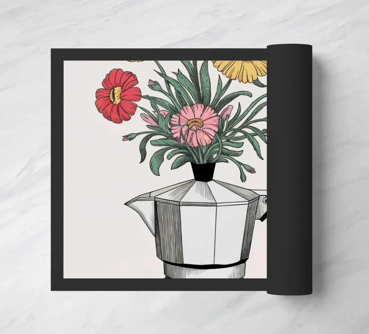 Caffettiera con fiori zerbino da logic