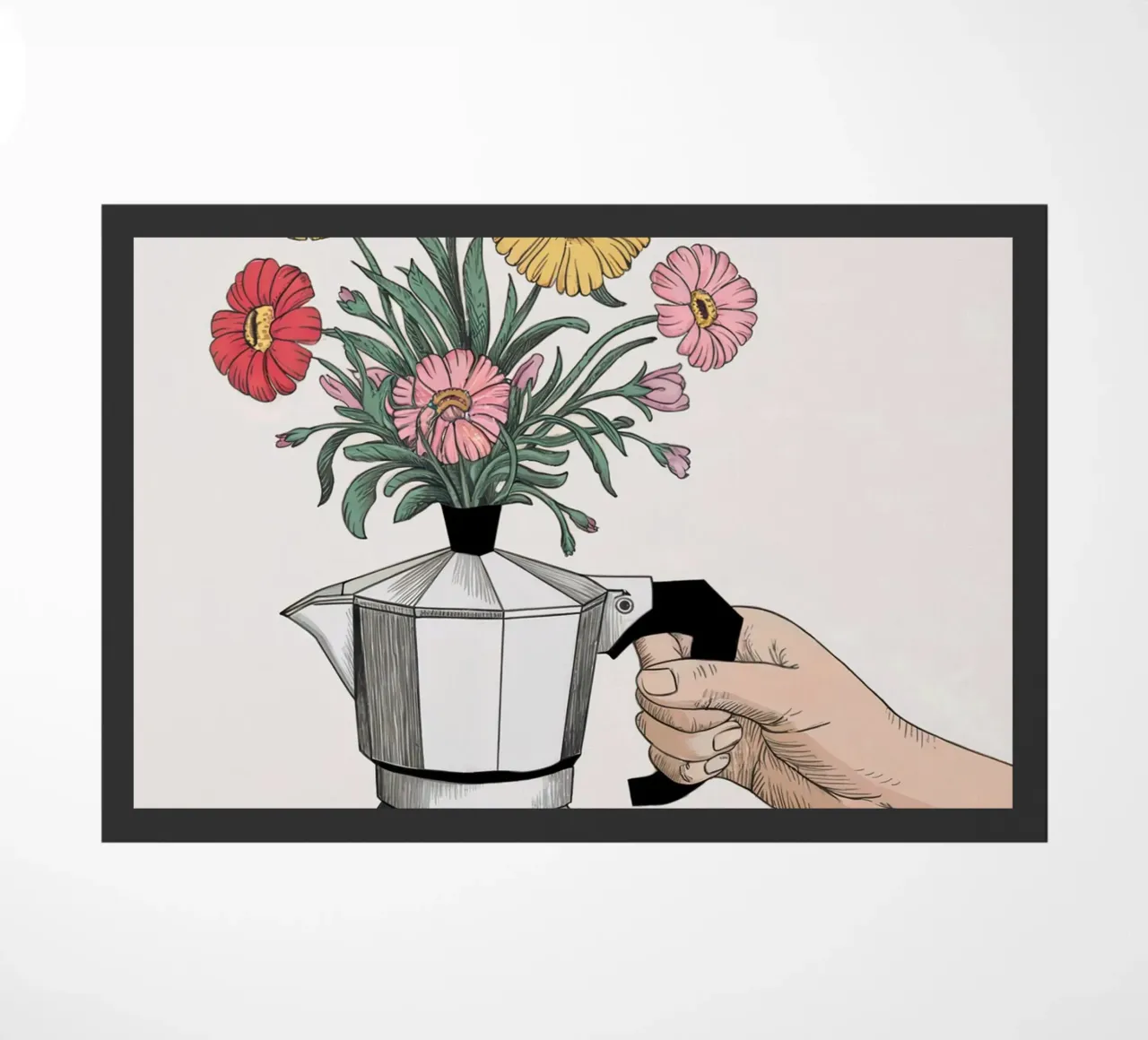 Caffettiera con fiori zerbino da logic