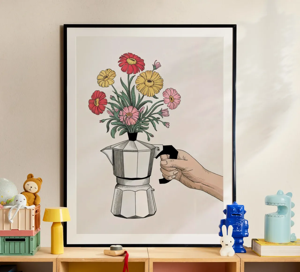 Cafetera con flores hahnemühle de logic
