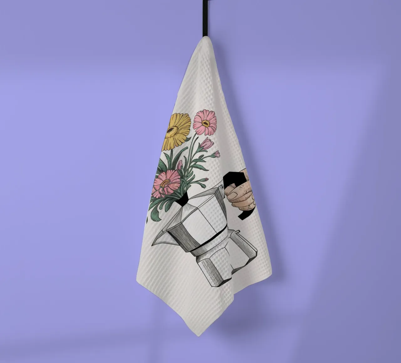 Caffettiera con fiori canovaccio da cucina da logic