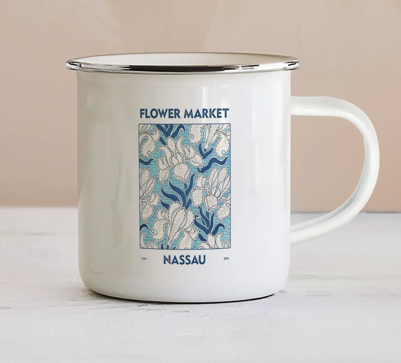 Mercato dei fiori di Nassau tazza in smalto da Vintagrafica