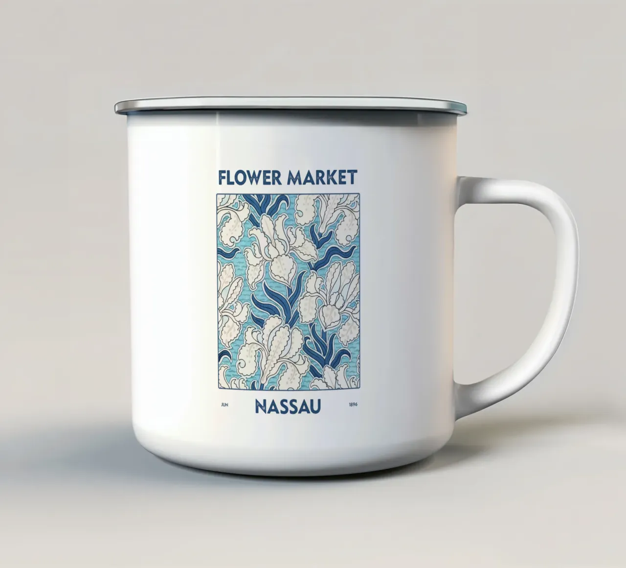 Mercato dei fiori di Nassau tazza in smalto da Vintagrafica