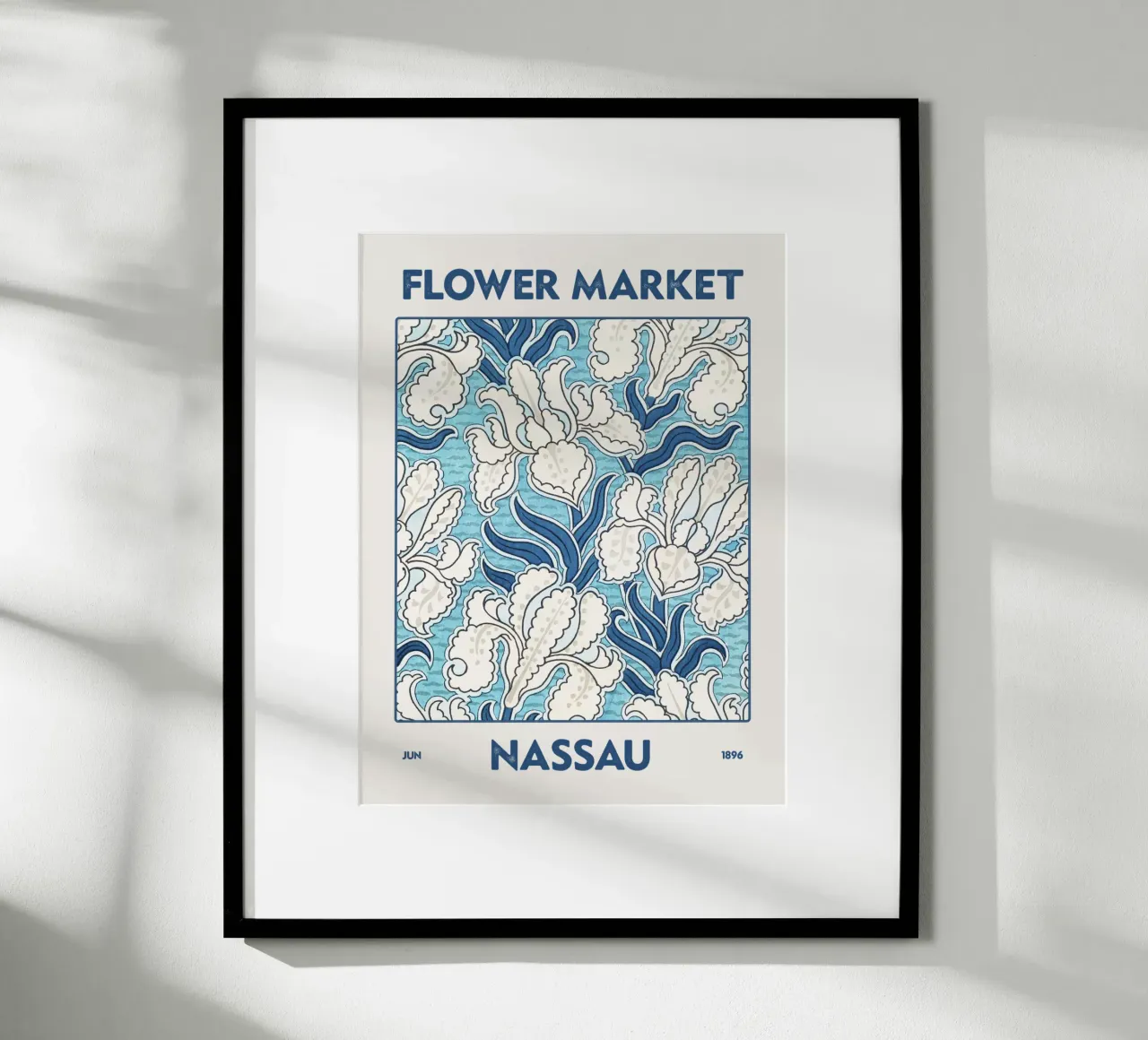 Mercato dei fiori di Nassau poster con telaio in alluminio da Vintagrafica
