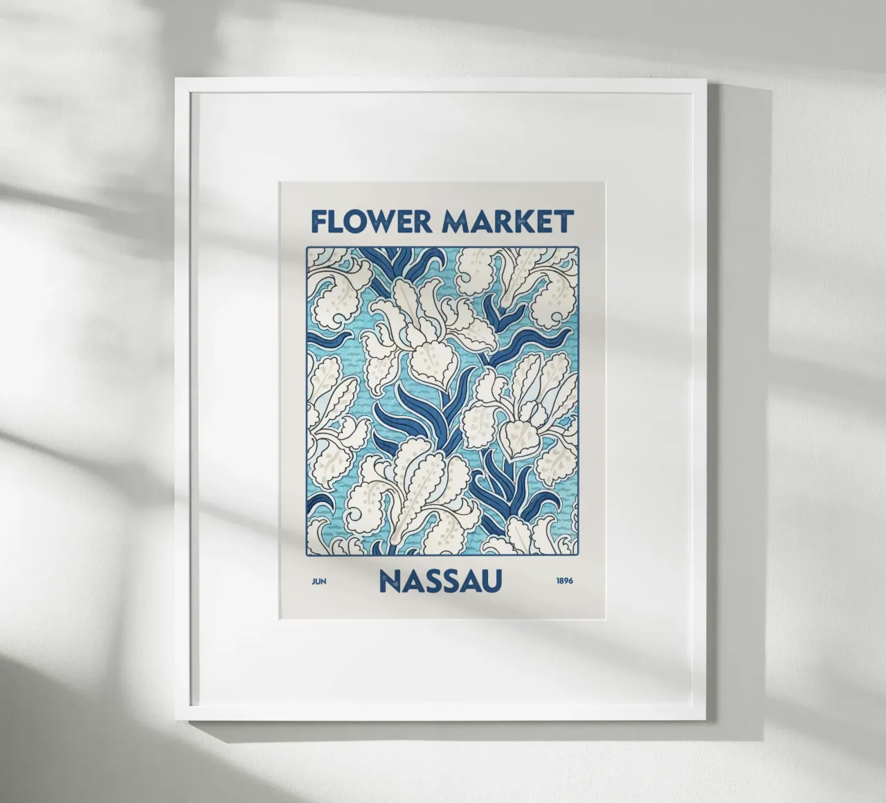 Mercato dei fiori di Nassau poster con telaio in alluminio da Vintagrafica