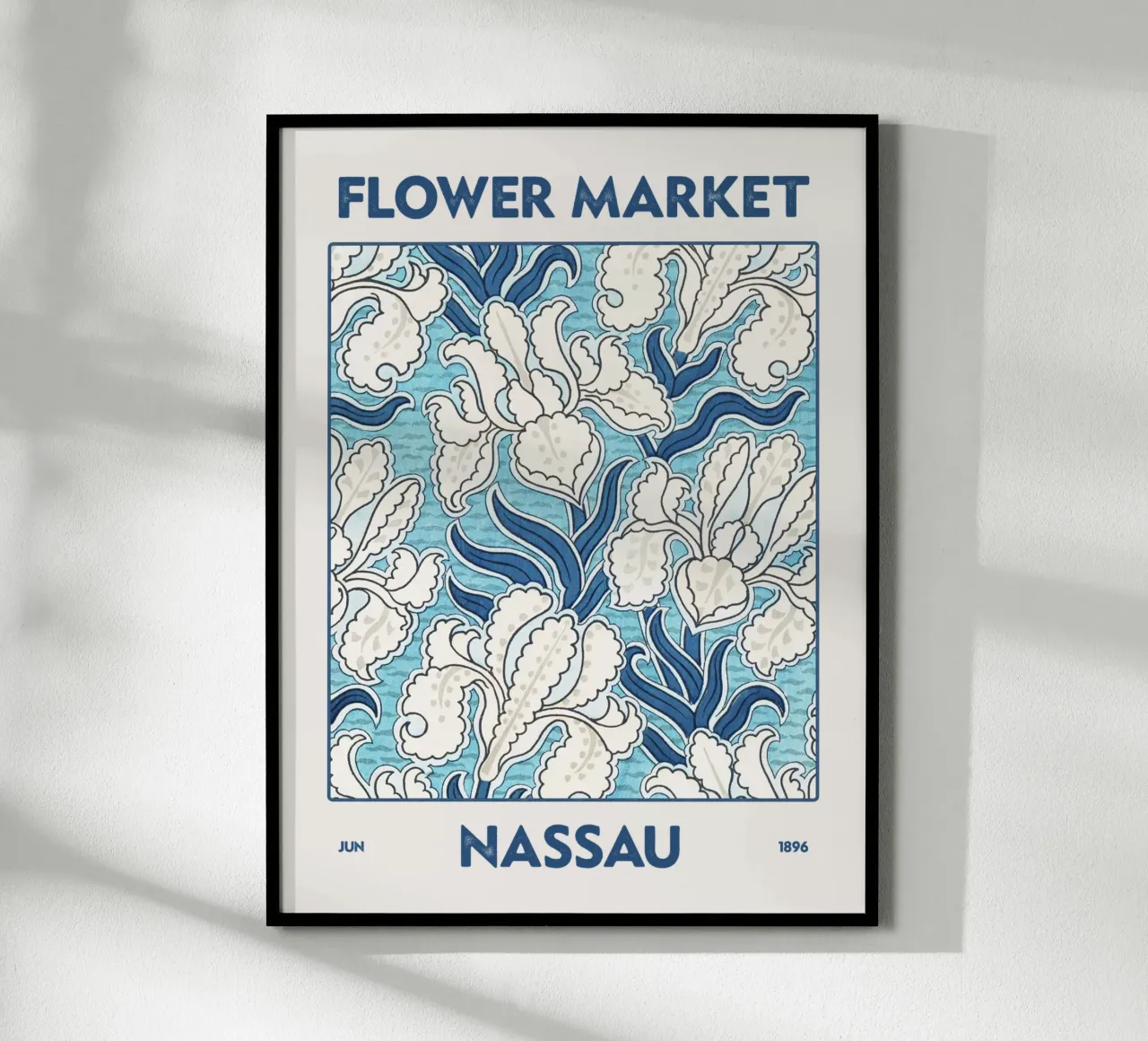 Mercato dei fiori di Nassau poster con telaio in alluminio da Vintagrafica