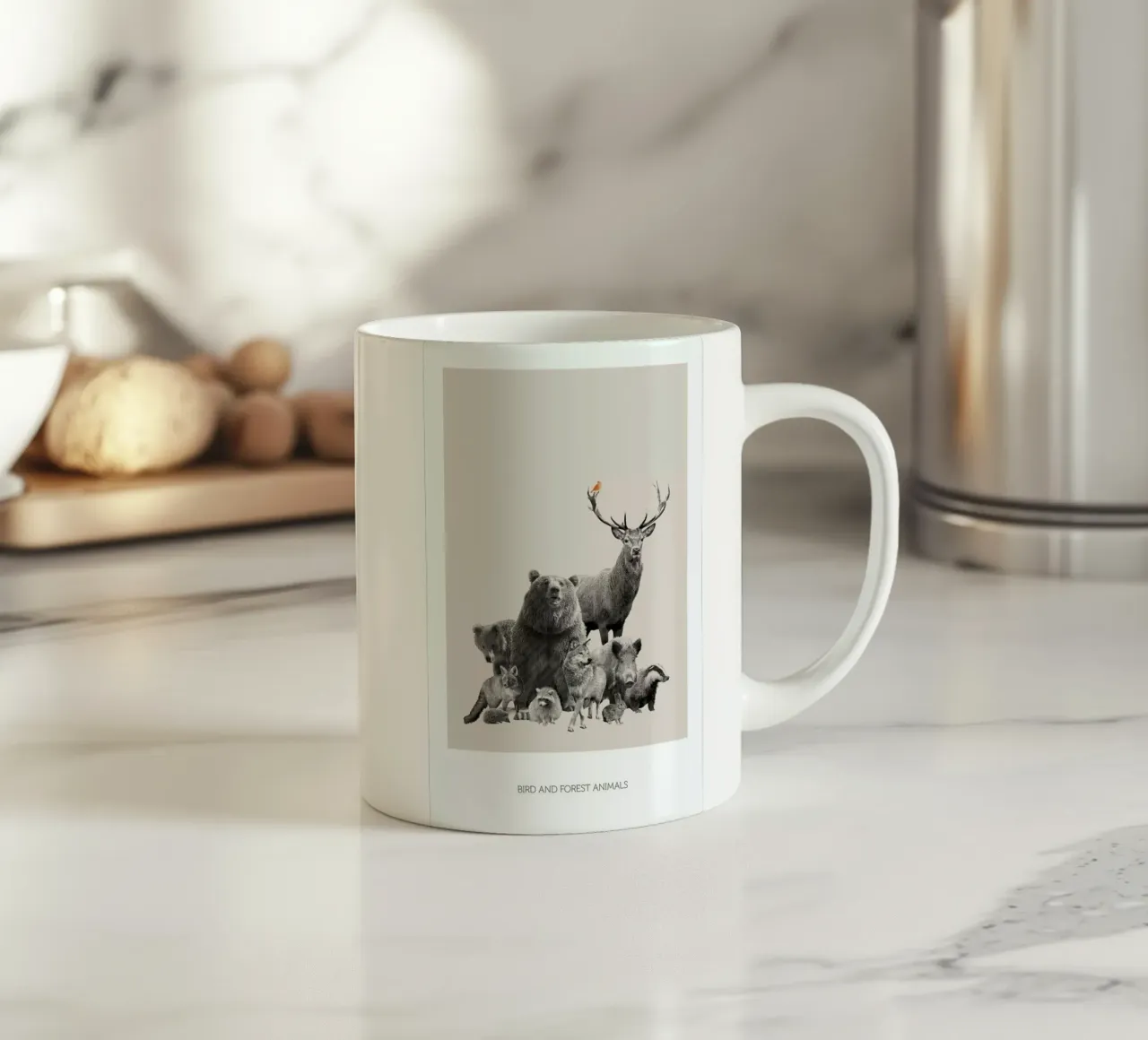 Bird And Forest Animals Keramik Tasse von Sarah Bühler