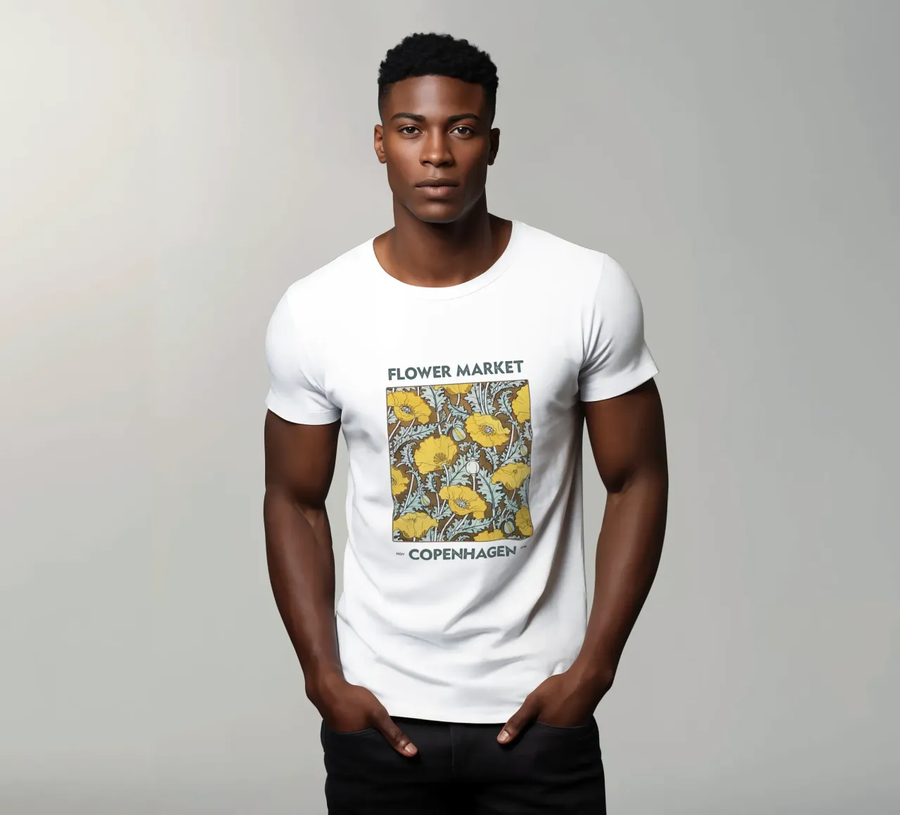 Mercato dei fiori di Copenaghen t-shirt da Vintagrafica
