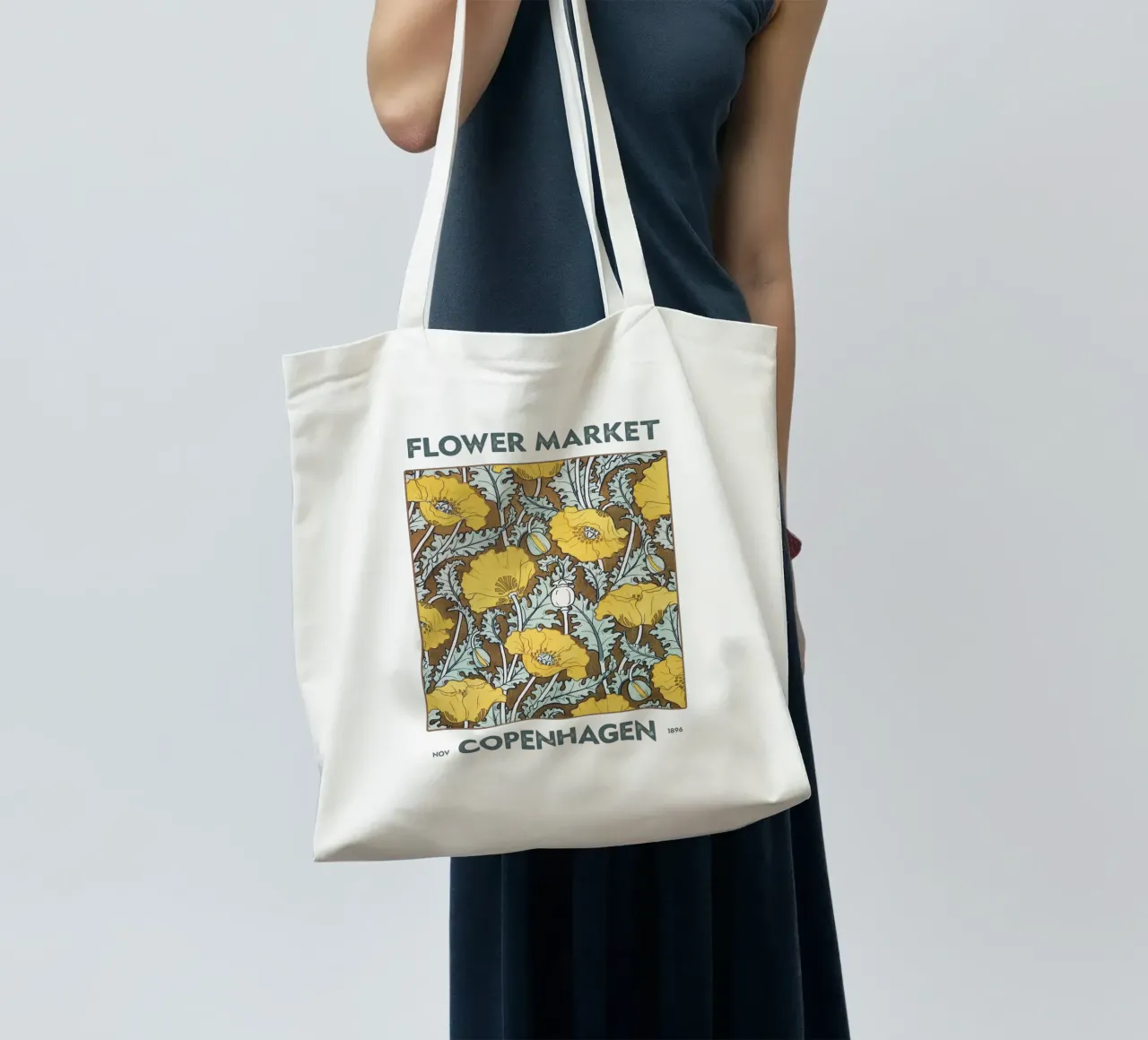 Mercato dei fiori di Copenaghen borsa in juta da Vintagrafica