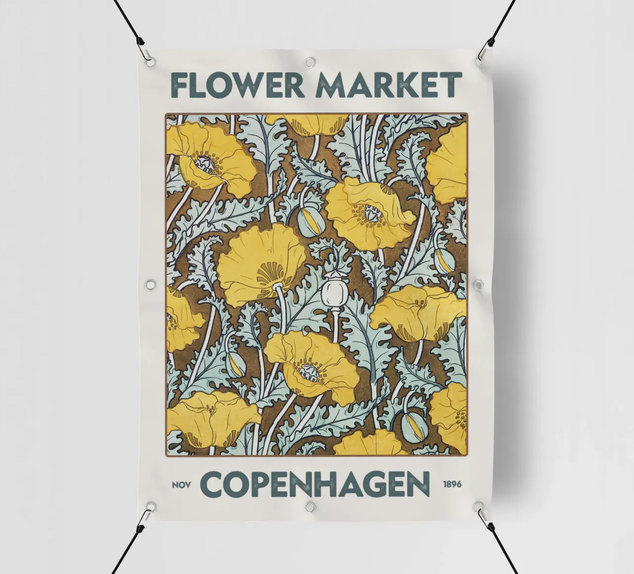 Mercato dei fiori di Copenaghen telo in pvc da Vintagrafica