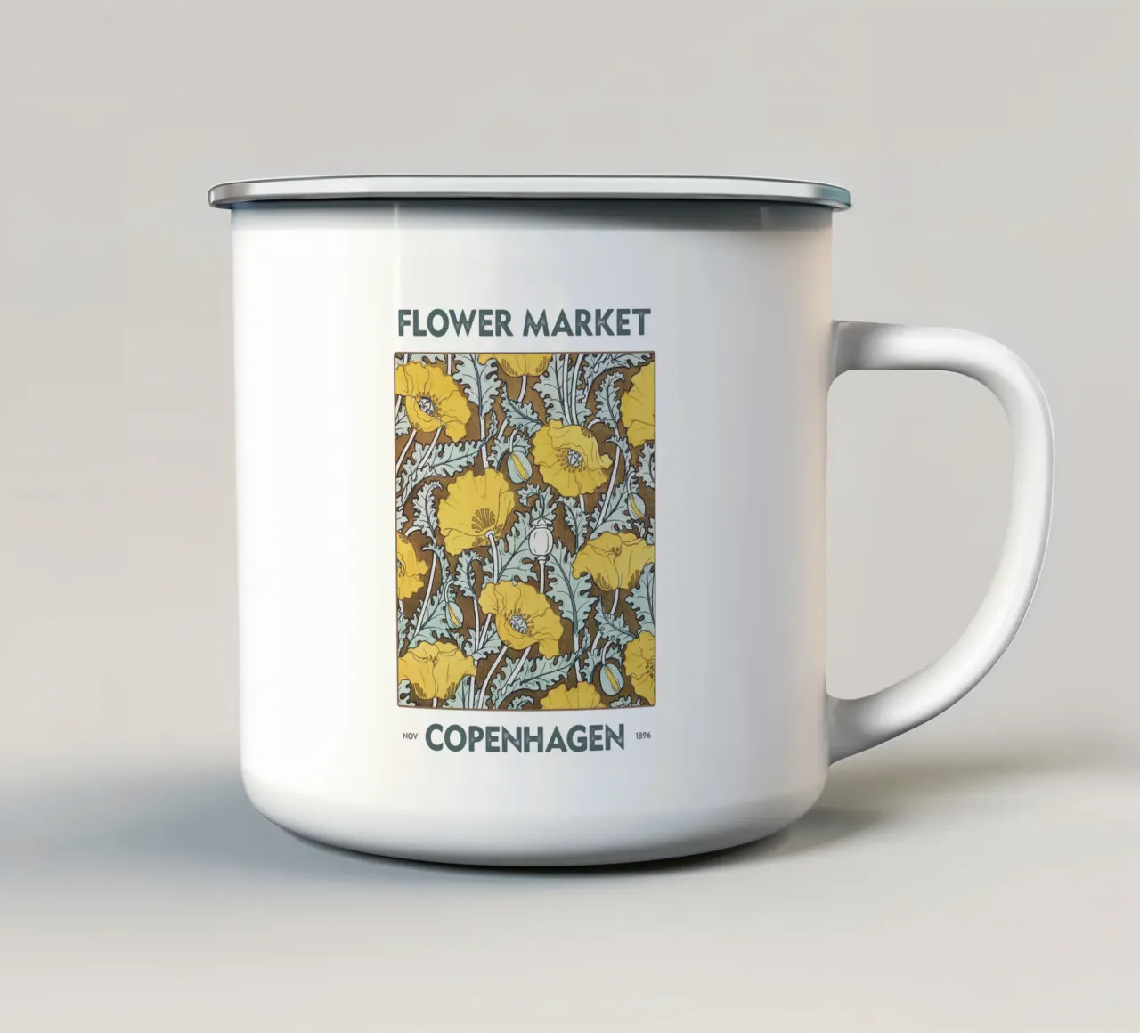 Mercato dei fiori di Copenaghen tazza in smalto da Vintagrafica