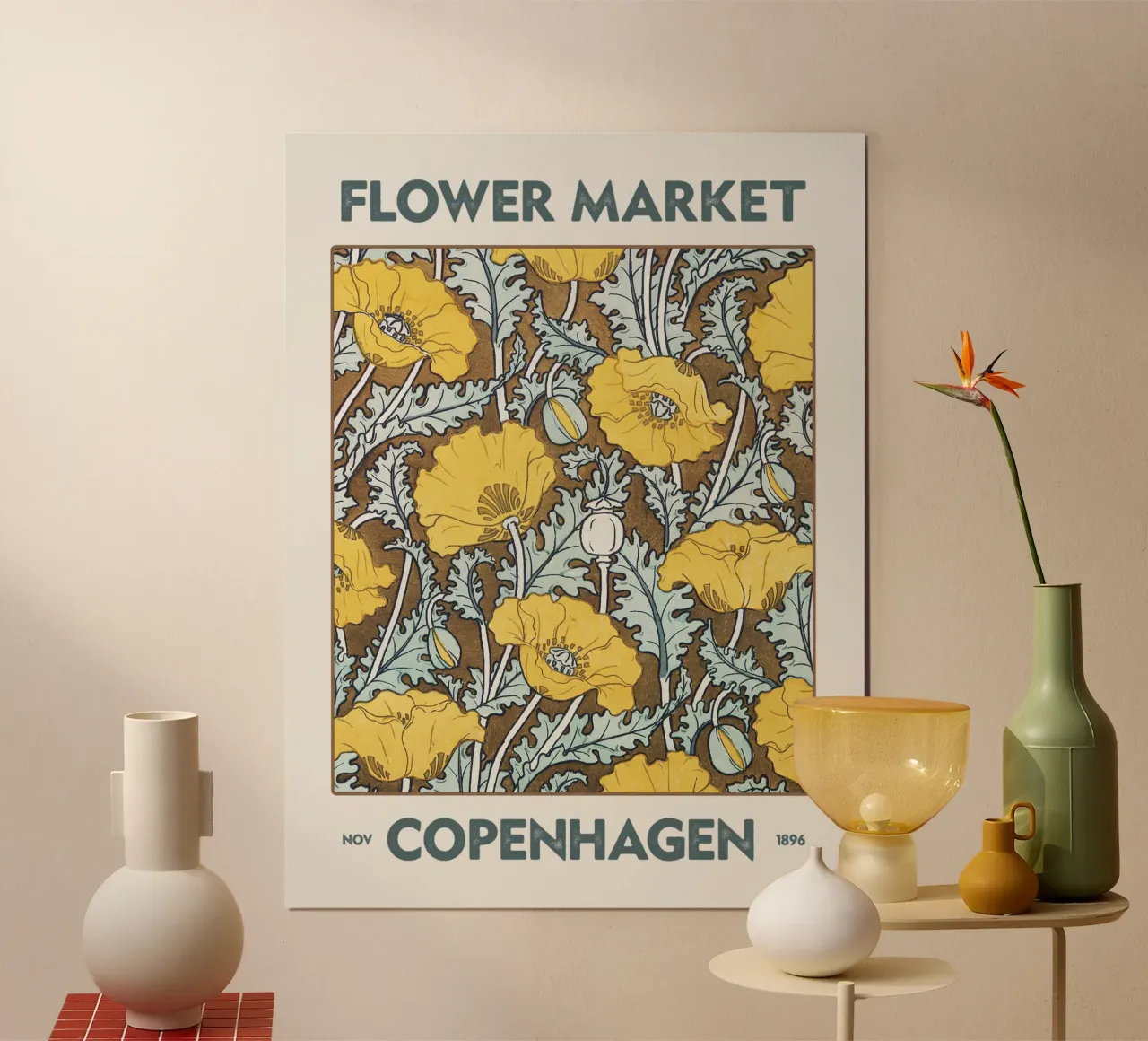 Mercato dei fiori di Copenaghen carta hahnemühle da Vintagrafica