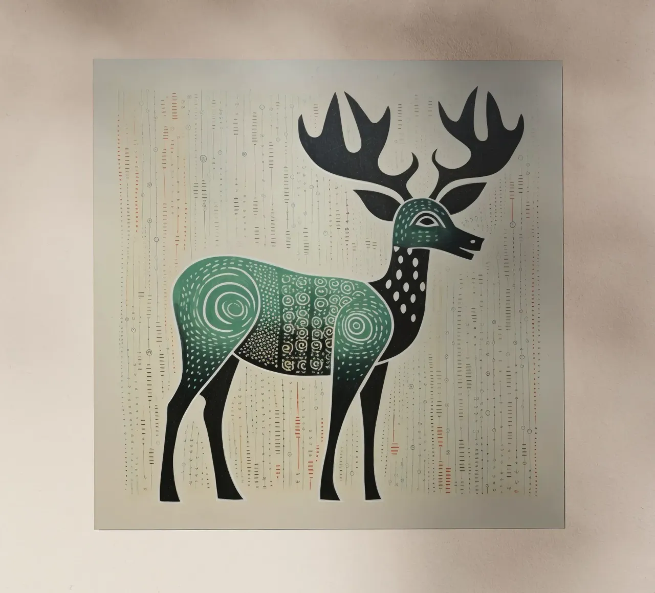 Groene kariboe 2 backlit folie van Minimal Animal Art