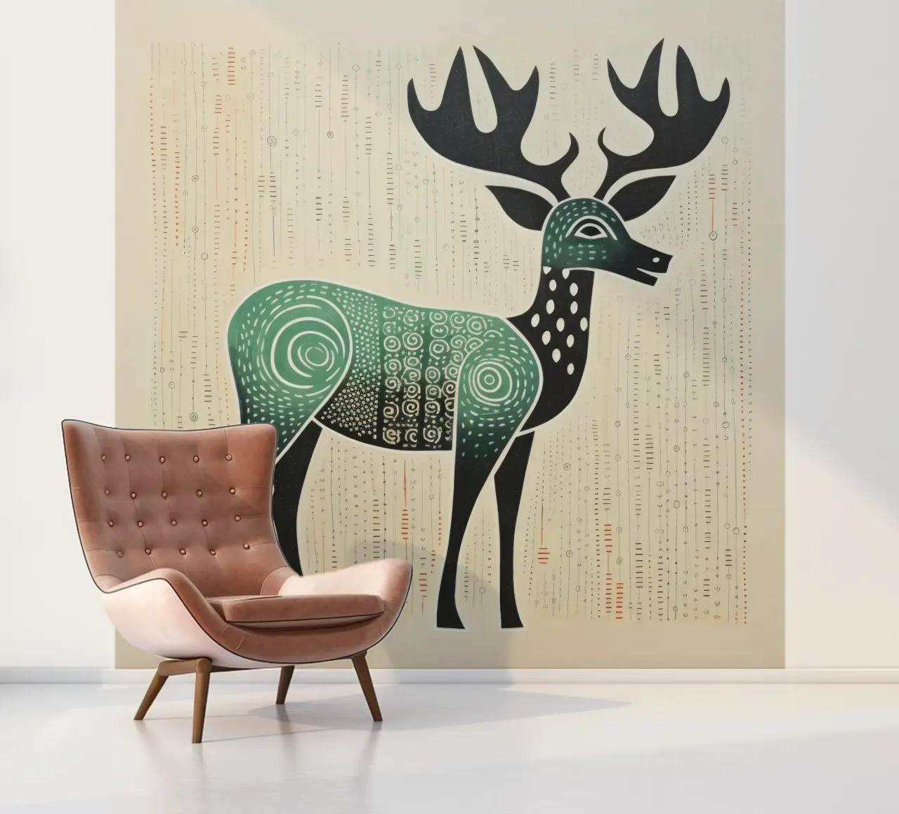 Caribou vert 2 papier peint photo de Minimal Animal Art