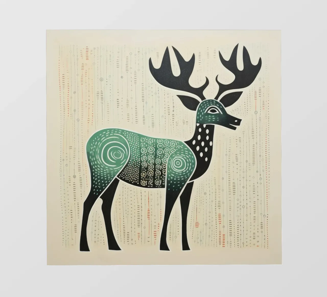 Caribou vert 2 papier peint photo de Minimal Animal Art