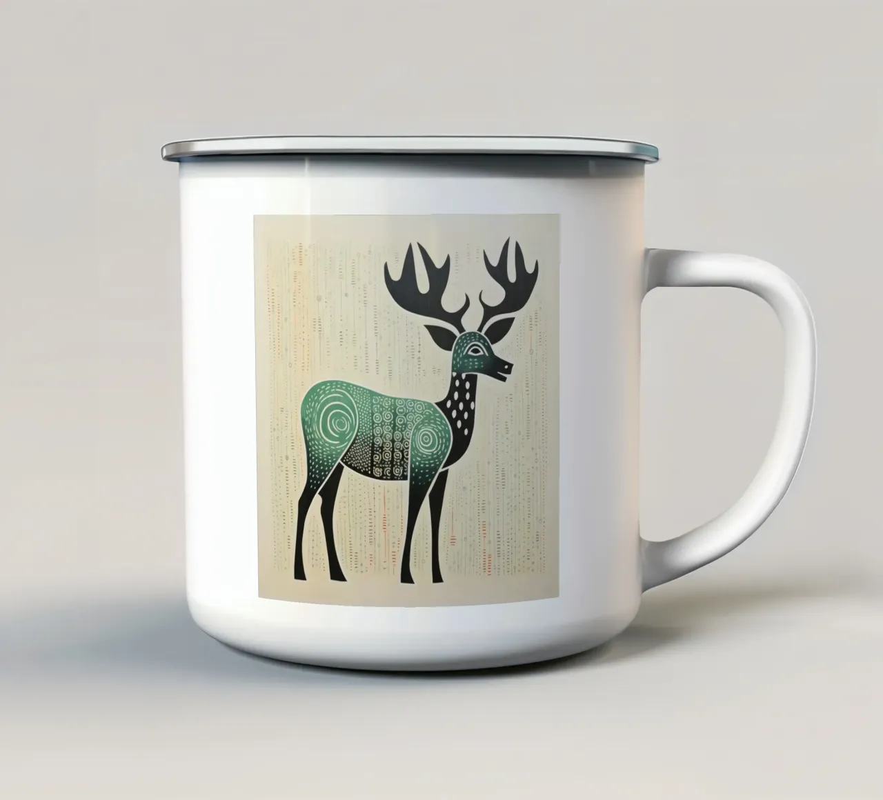 Caribù verde 2 tazza in smalto da Minimal Animal Art