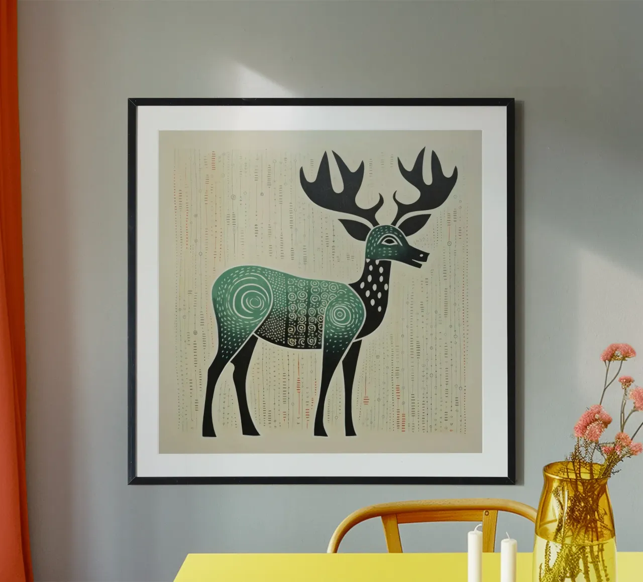 Green Caribou 2 poster by Minimal Animal Art