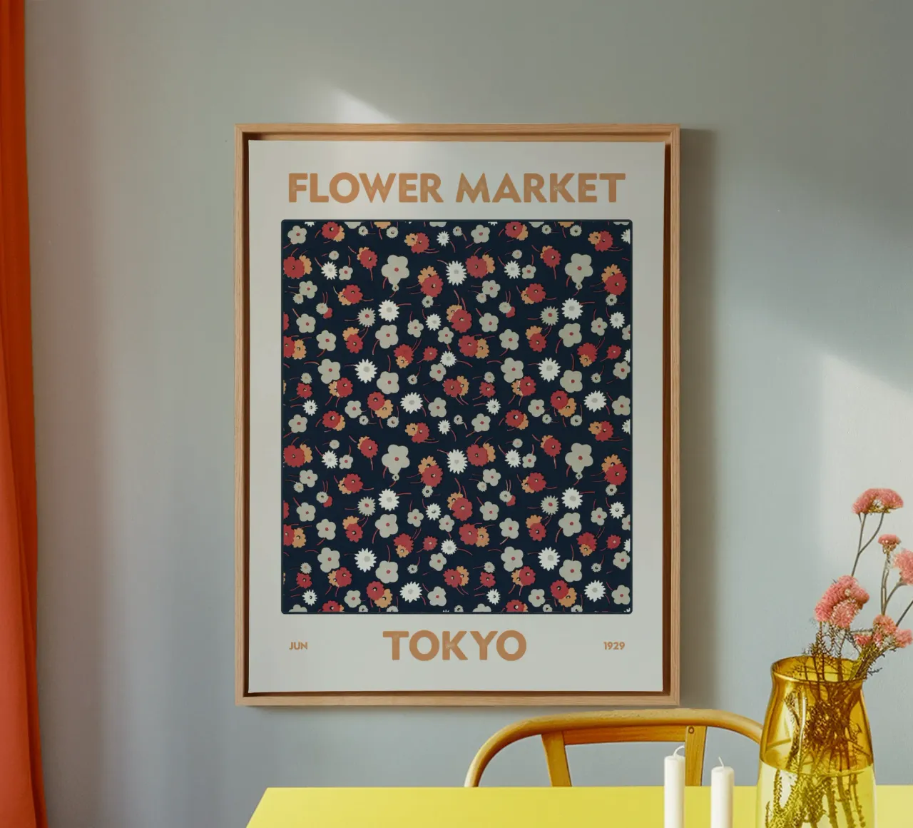 Mercato dei fiori di Tokyo tela con Cornice a cassetta da Vintagrafica