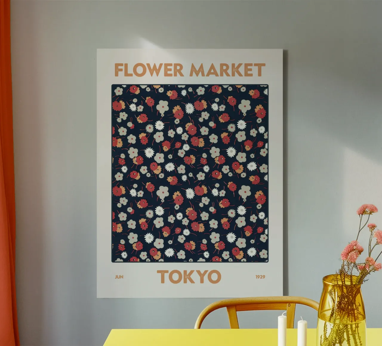 Mercato dei fiori di Tokyo tela con Cornice a cassetta da Vintagrafica