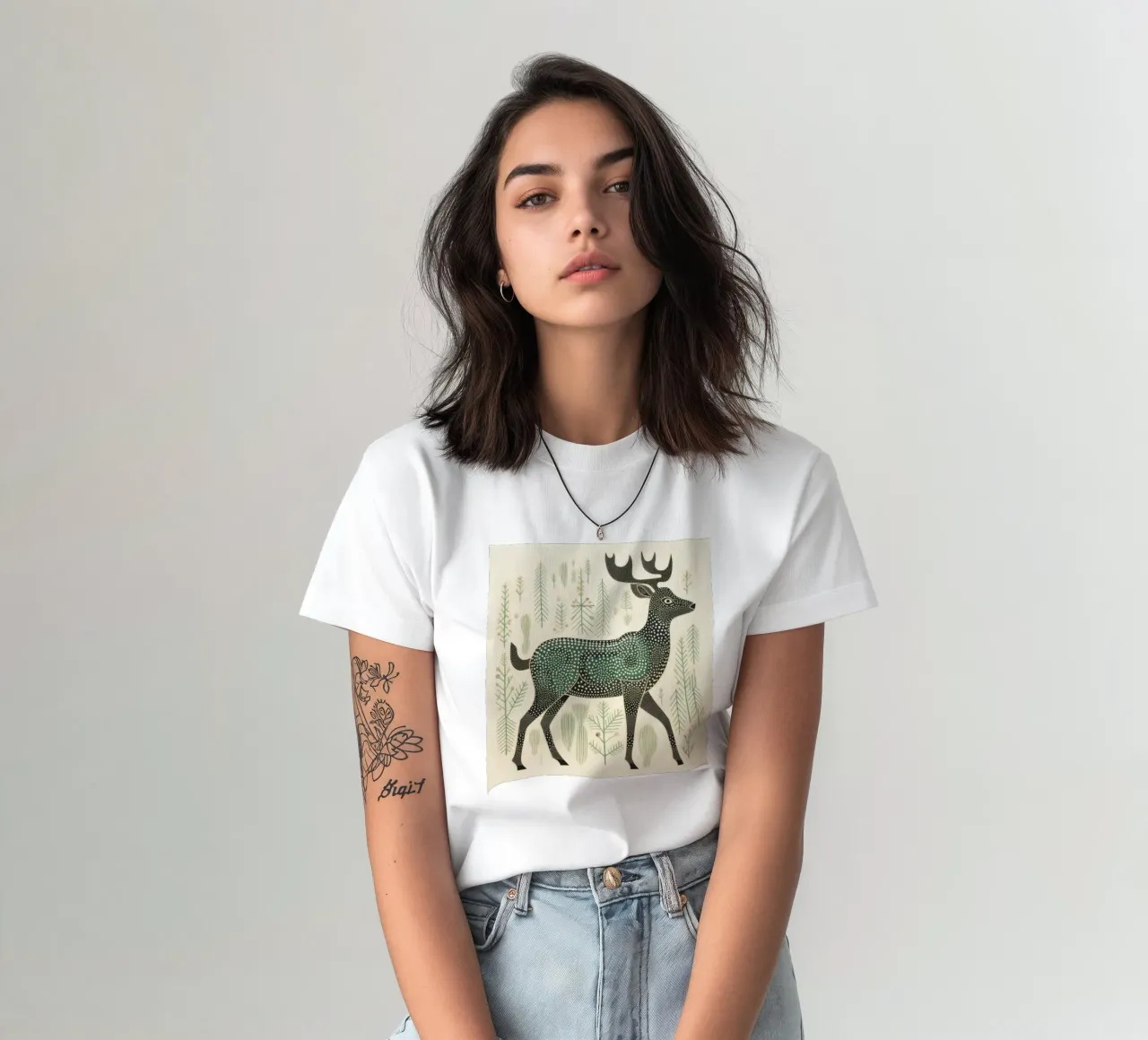 Groene kariboe 3 t-shirt van Minimal Animal Art