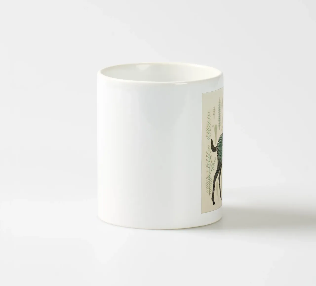 Grünes Karibu 3 Keramik Tasse von Minimal Animal Art