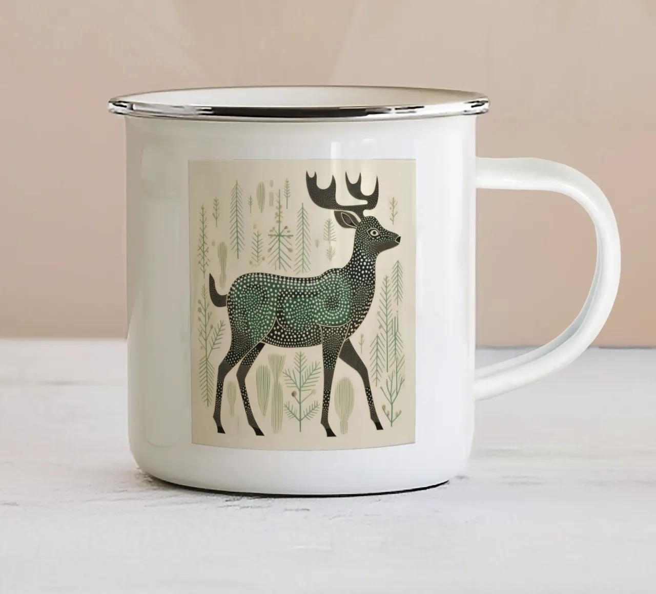 Caribù verde 3 tazza in smalto da Minimal Animal Art